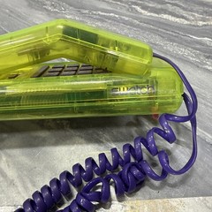 Vintage Swatch Twin Phone Deluxe Clear Neon Green Purple Cord 1989 Swiss Design