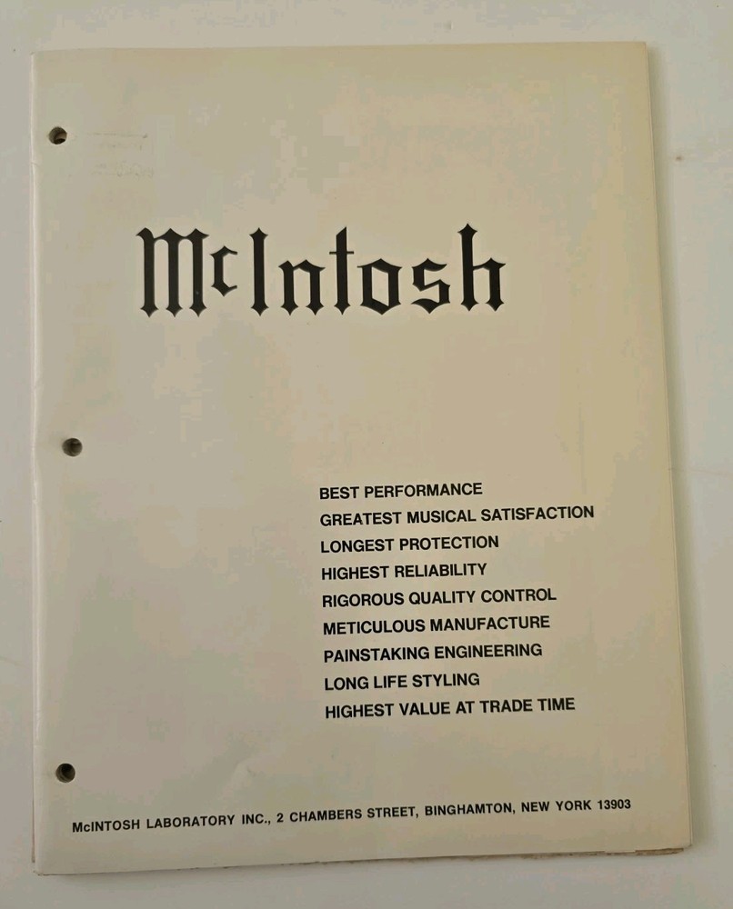 Vintage 1976 McIntosh Audio Catalog Price List Product Analysis Manuals MAC1900