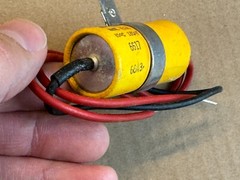 NOS Vintage TVA-2515 Sprague Atom Paper Capacitor 20 + 20 uf 250v Firecracker