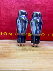 Pair RCA U.S.N CRC 874 Vacuum Tube Chrome Glass Tested Good