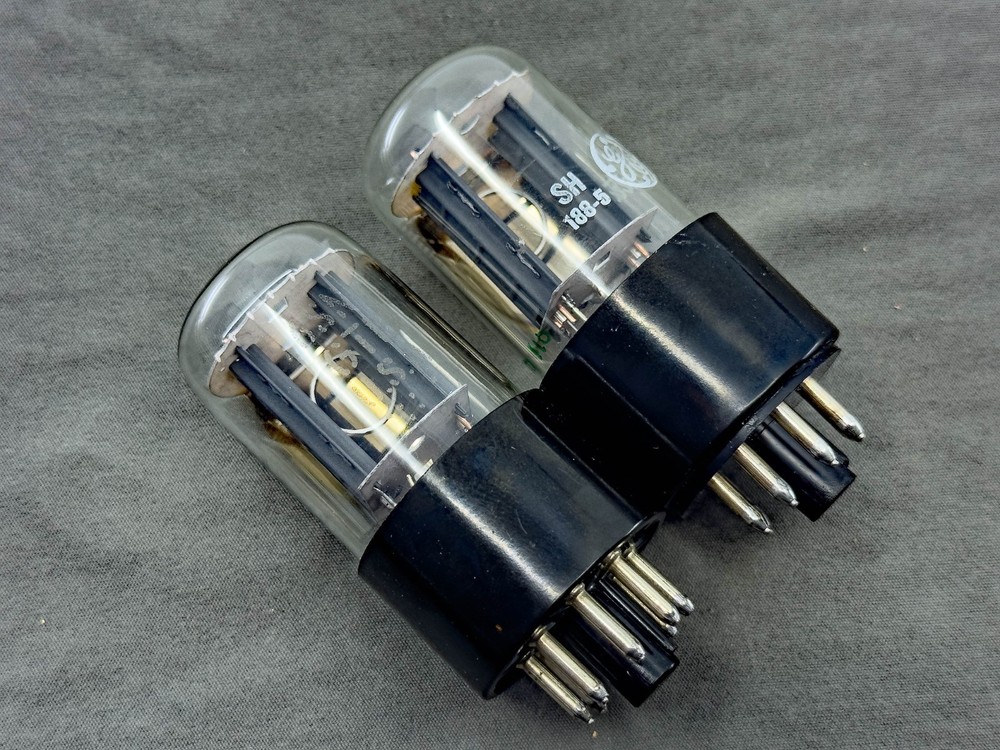 (2) GE 6SN7GTB Short Bottle Tubes Ring Sidegetters Bridged Filament Test Strong