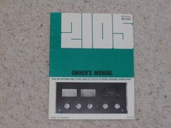 Vintage Original McIntosh MC-2105 Manual. Good Condition.