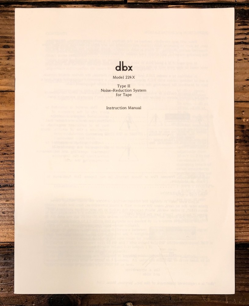 DBX Model 224X Noise Reduction System Owners / User Manual *Original*