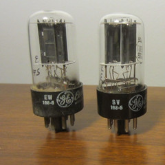 Pair Of GE 6SN7GTB Tubes – Black Plate – Filament Bridge – Hickok Tested