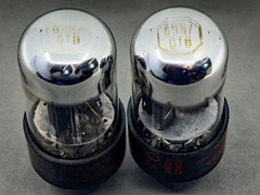 (2) Sylvania Philco 6SN7GTB Tubes Chrome Dome 3 Hole Black Plate Test Strong