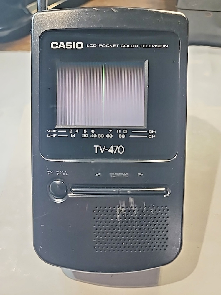 1990s CASIO TV-470 LCD Pocket Color Analog TV VHF UHF – Working – None Digital