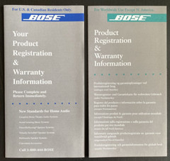 Vtg Bose Model V-100 V-300 Speakers Owner’s Guide 1995 18 Pages + Reg & Wrrnty