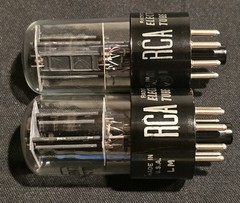 RCA 6SN7 GTB TUBE 1962 TOUGH DOGS 2 HOLE BLACK LADDER PLATES MATCHING SET