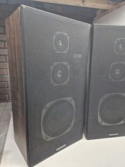 Sanyo SS-560 Floor Speaker Pair 8 Ohm Impedence Walnut Vinyl Veneer Tested