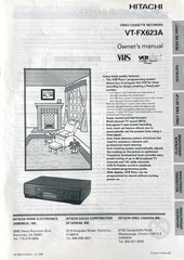 Hitachi VT-FX624A Video Cassette Recorder Owners Manual Great Shape!!
