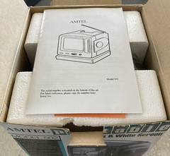 Amtel Vintage Black And White CRT TV Model 502 Portable – NOS