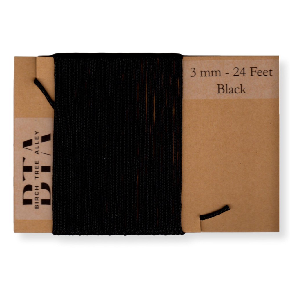 288″ Radio Dial Cord String (24 Feet) BRAIDED 3mm BLACK for Vintage Radio Tuner