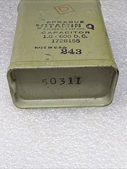 (1) Vintage SPRAGUE VITAMIN Q 1.0 mfd @ 600 D.C. Capacitor