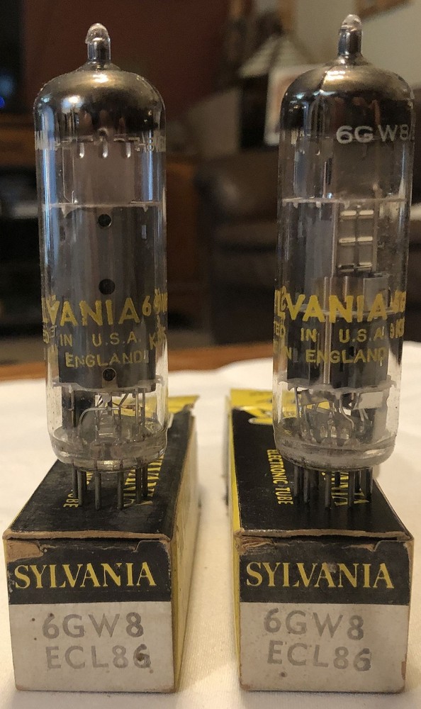 Pair Sylvania 6GW68/ECL86 Vacuum Tubes. Made in England. NIB, NOS, Power Tube