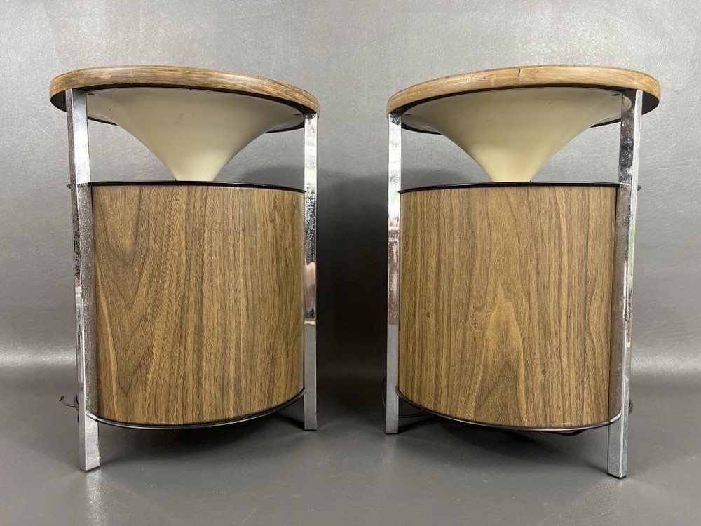 Vintage Pair – Zenith Circle of Sound Speakers – Wood Grain / Round / Retro Omni