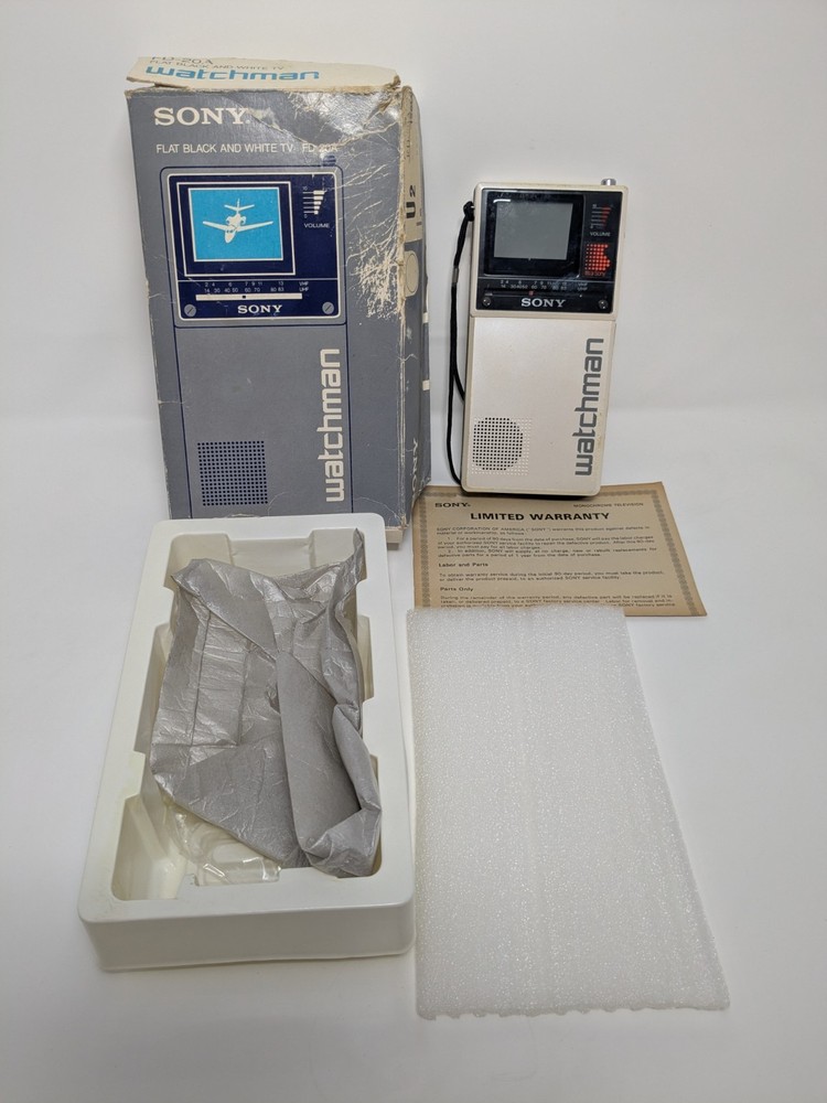 Vintage Sony FD-20A Flat Black And White TV Watchman As Is For Repair