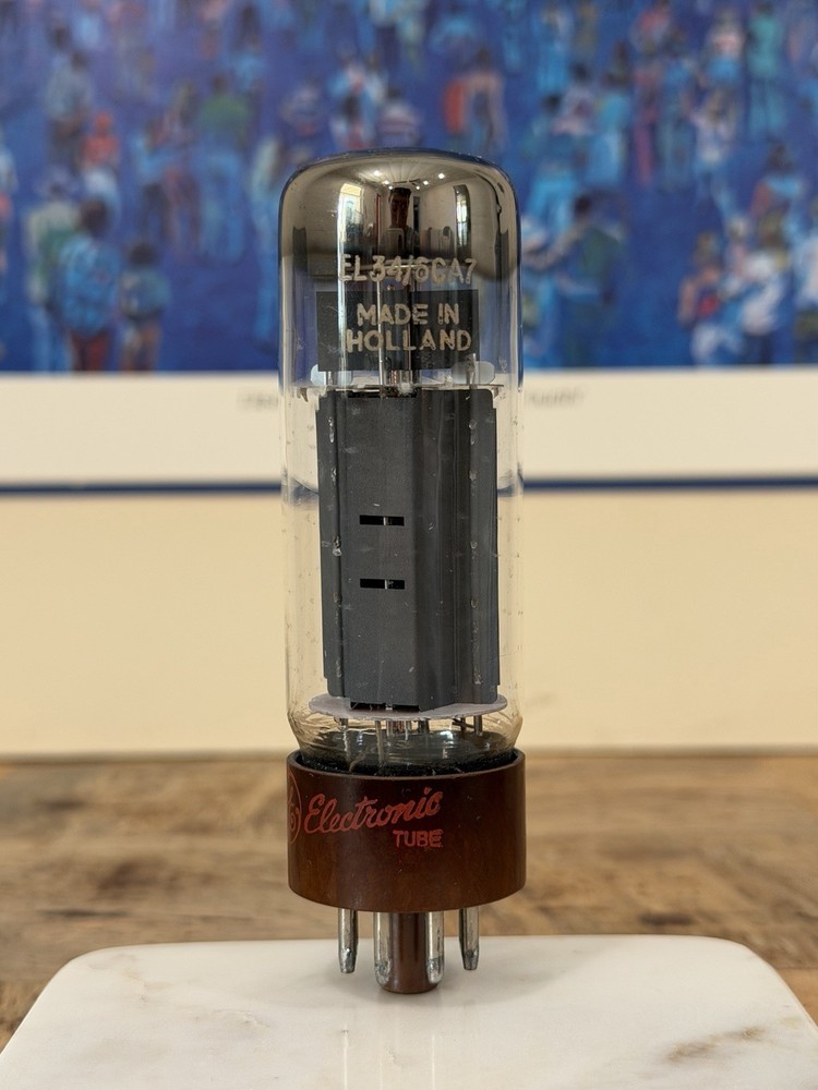 Amperex by GE EL34 6CA7 Tube XF4 DD Getter Brown Base Holland TV7 TESTED STRONG