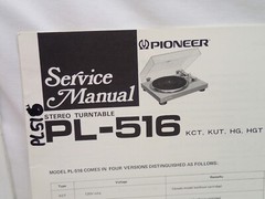 Pioneer Lot of 7 Turntable Original Service Manuals PL-4 7 C7 X5 S30 S70 516