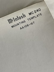 ✨Mcintosh MC240✨Amplifier Mounting Template *Original* Nice!
