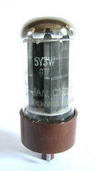 Sylvania Brown Base Gold Label JAN-CHS-5Y3WGTA (ruggedized 5Y3GT) Rectifier Tube