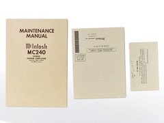 MCINTOSH MC240 MANUALS Warranty Card & Schematics MORE Original Vintage Hi-Fi