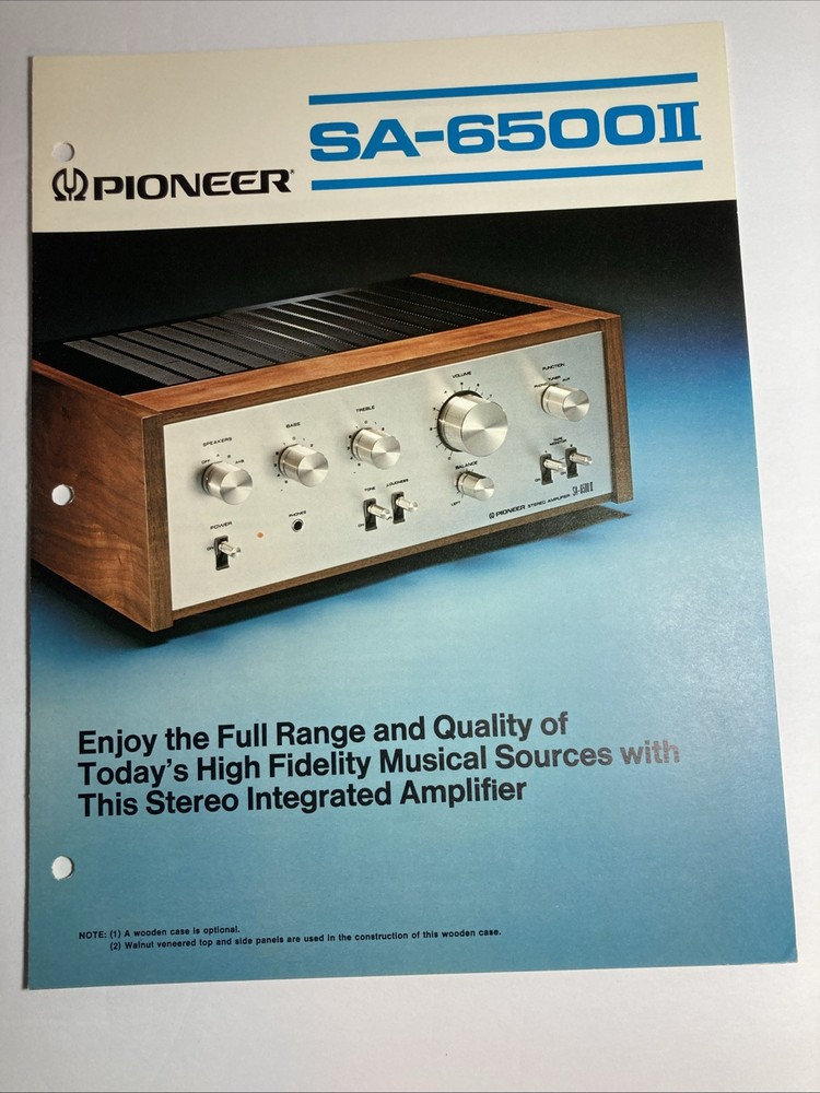 Pioneer SA-6500ll Stereo Integrated Amplifier Brochure 1977