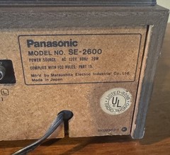 Panasonic SE-2600 Stereo Receiver And Built In Turntable VERY RARE- See Details