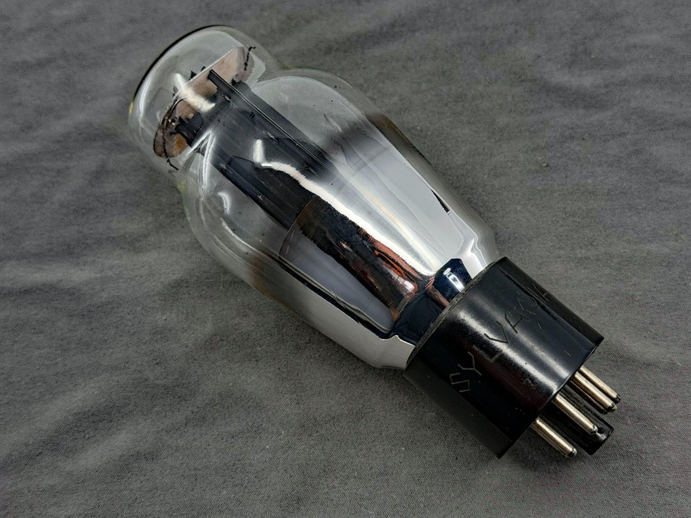 (1) Sylvania 6L6G Power Tube Etched Base Black Plates Tests NOS TV-7B/U