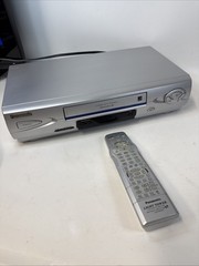 Panasonic PV-V4624S 4-Head VHS VCR Video Cassette Player Silver w/ remote works