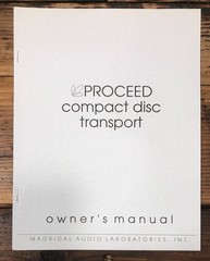 Madrigal Audio Proceed Compact Disc Transport Owners / User Manual *Original*