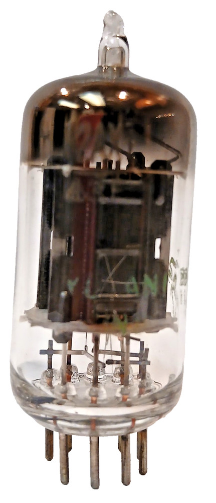 BALANCED GAIN (88.3, 88.0) SYLVANIA 12AX7 TUBE LONG BLACK PLATE GM (1357, 1357)