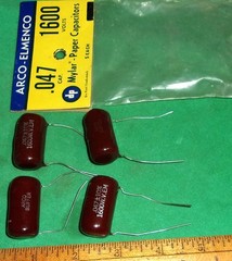 (4) NOS ARCO ELMENCO .047uF 1600V Mylar Paper Buffer Caps TEST OK!