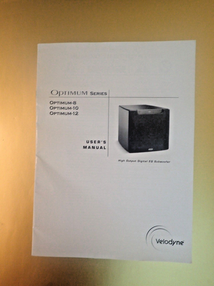 VELODYNE Optimum Series Original User’s Manual Optimum-8, 10, 12