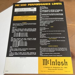 McIntosh MC 2200/ MC 2120 Original Performance Brochure