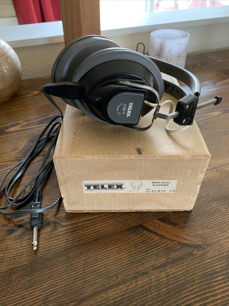 Vintage TELEX CS-7 (cat. # 61320 05) Mono (Dual) Headphone In Box