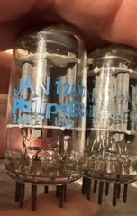 NOS Pair PhilipsECG 7025 12AX7WA ECC83 Long Plates Ring Getter 12AX7