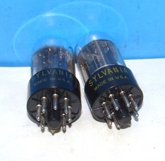 6SN7GTB Sylvania radio audio amplifier vacuum tubes 2 valves tested 6SN7GT 6SN7