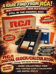 1973 RCA 3C3030 Plasma Display Calculator – New in Box Complete Mint Never Used