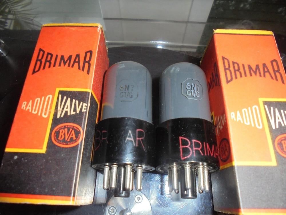BRIMAR 6N7GT/G ECC31 GREY GLASS OLD STOCK TESTED BRITISH VINTAGE VALVES TUBES