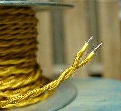 Gold Twisted Rayon Covered Wire, Vintage Style, Cloth Lamp Cord, Antique Lights