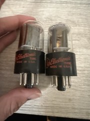 NOS Matched Quad GE 6SN7 GTB Red Label Side Getters OLD STOCK 60s