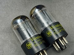 (2) Westinghouse 6SN7GTB Tubes Short Bottle Black Plates D Getters Test Strong