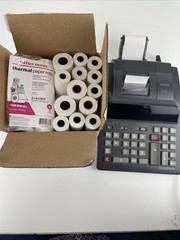 Vintage CASIO DL-210L 2-Color Ribbon Print Calculator Works Plus 46 Paper Rolls