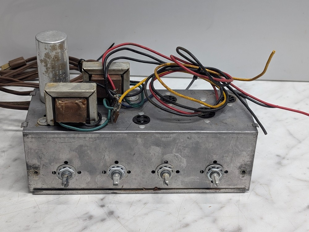 Vintage Tube Audio Amplifier Chassis Project 4-Knob Amp Untested Parts/Repair