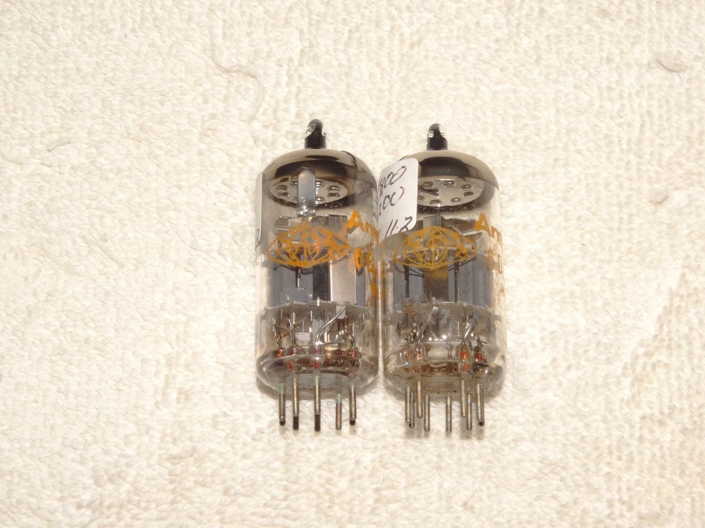 2 x 6DJ8/E88CC Amperex Tubes*Dimpled Disk Getter*Super Strong Matched Pair*#20