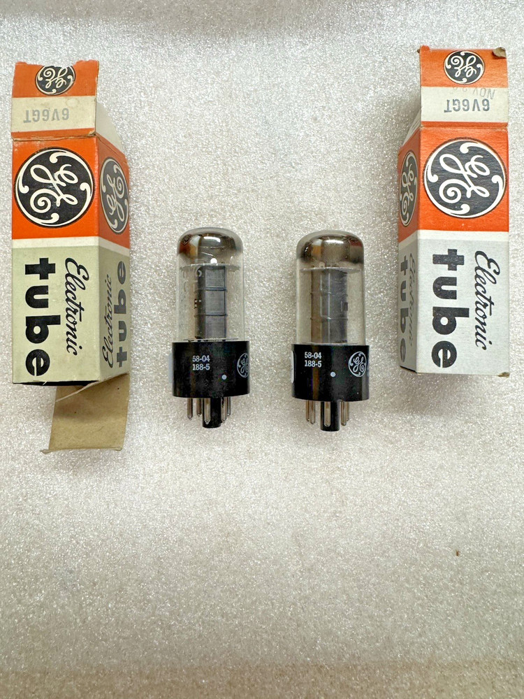 NOS NIB GE 6V6GT Tube Black Plate Pair