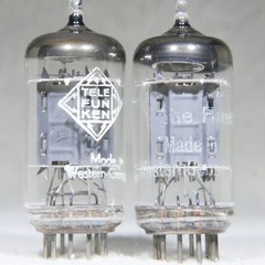 Matched Pair Telefunken ECC83/12AX7 Long Ribbed Plate Germany Diamond on Bottom