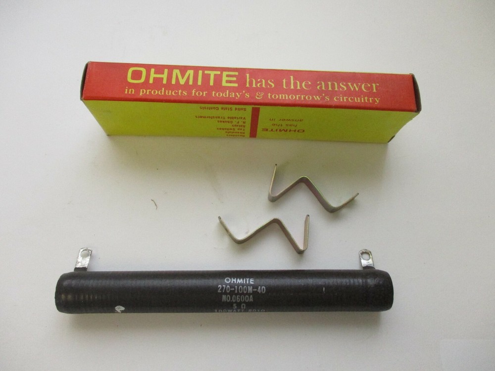 OHMITE VITREOUS ENAMELED RESISTOR 0600A, 100 WATTS 5 OHMS, 270-100M-40, 8010