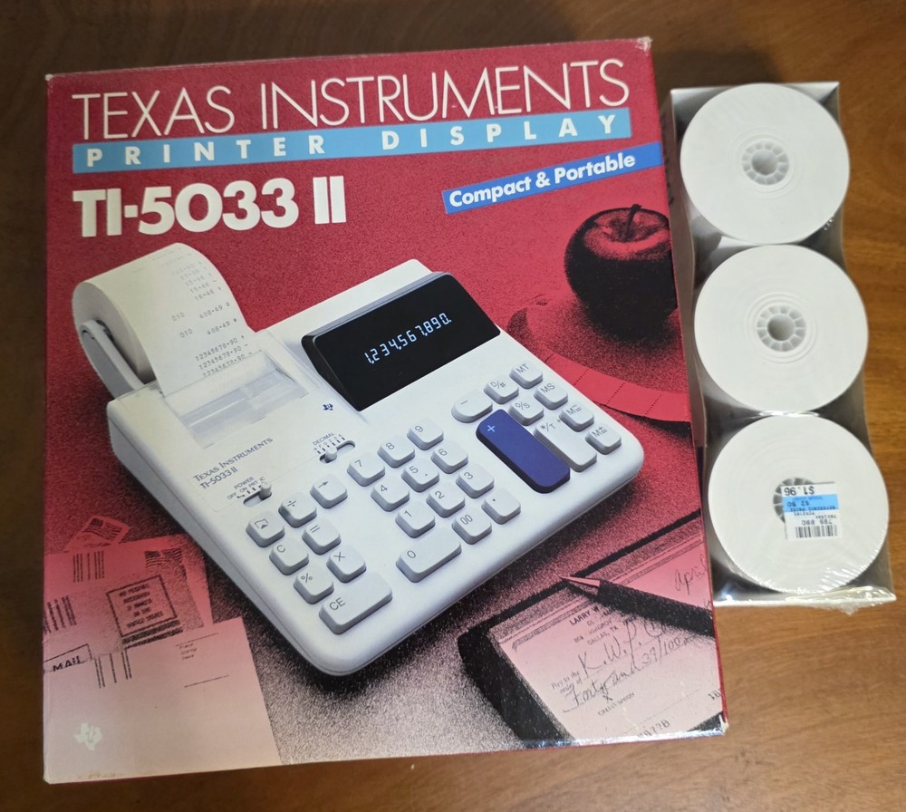 Texas Instruments TI-5033 New Printer Display with 3 Rolls of Extra Paper