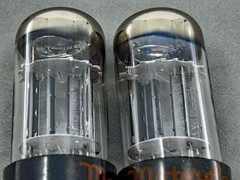 (2) Tung-Sol Motorola 6SN7GTB Tall Bottle Black Plates Horseshoe Getters Strong